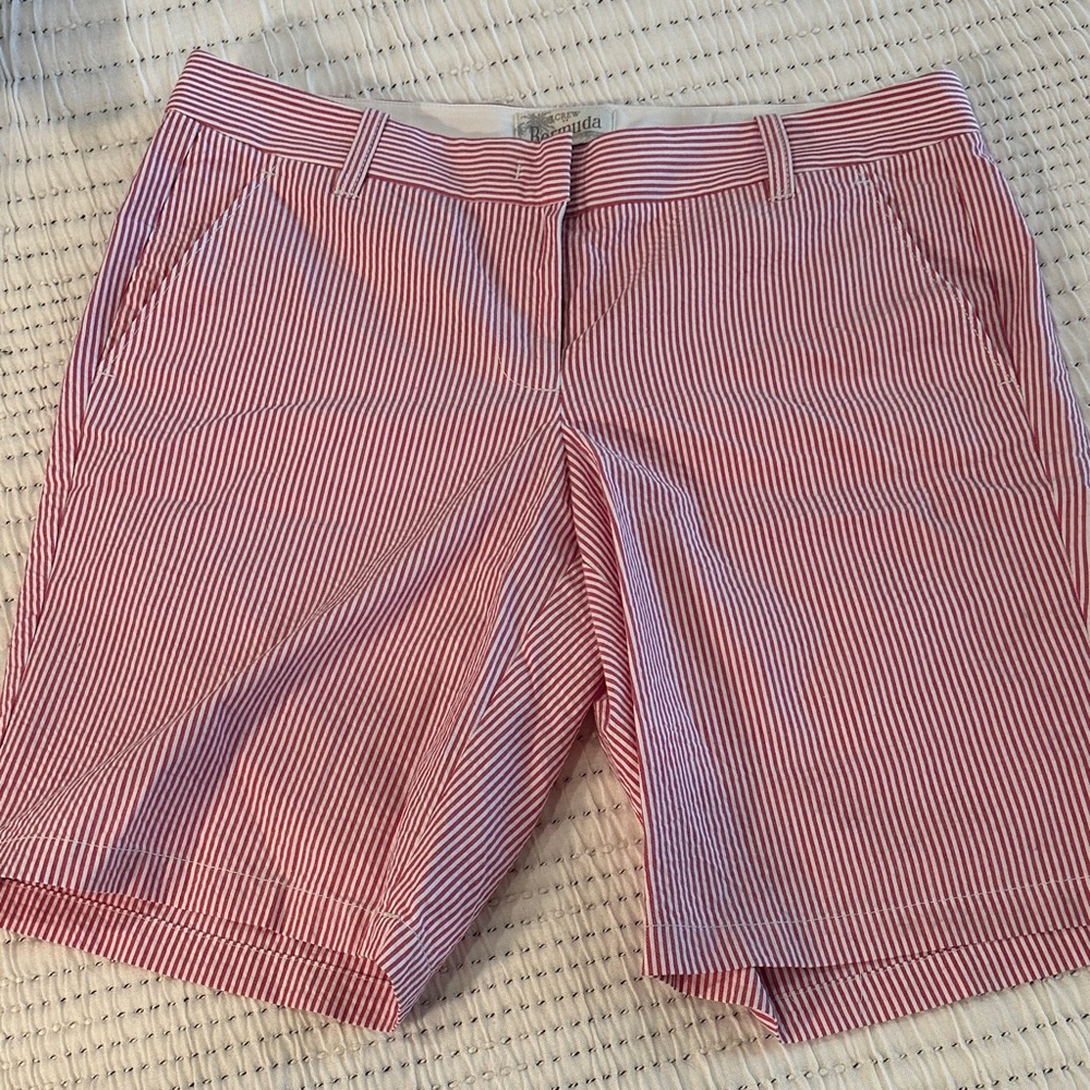 J. Crew Red and White Striped Women's Bermudas